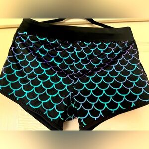 Black Mermaid Print Swim Shorts